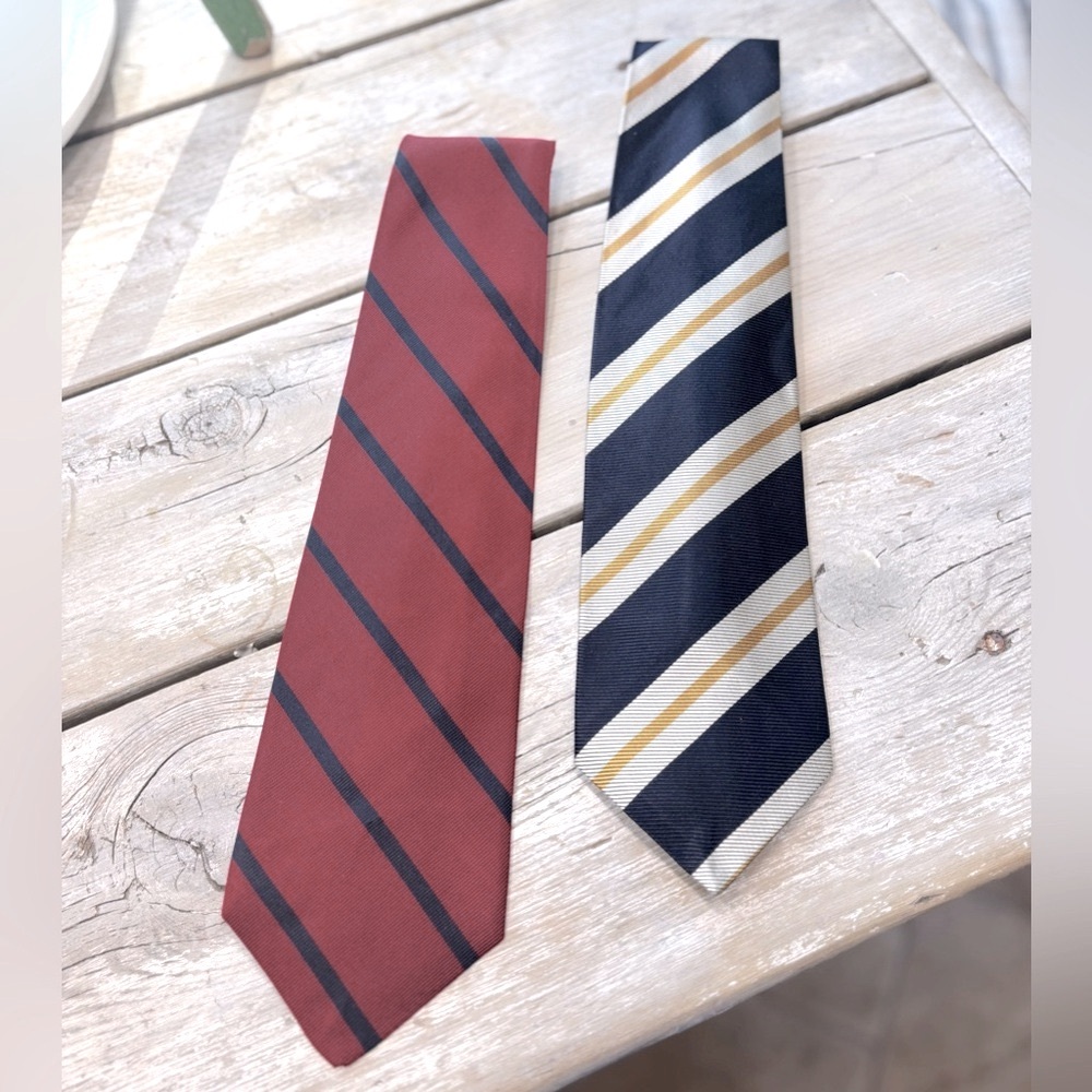 2 Vintage Robert Talbott Striped 100% Silk Ties. Hand Sewn. Men’s 57” USA